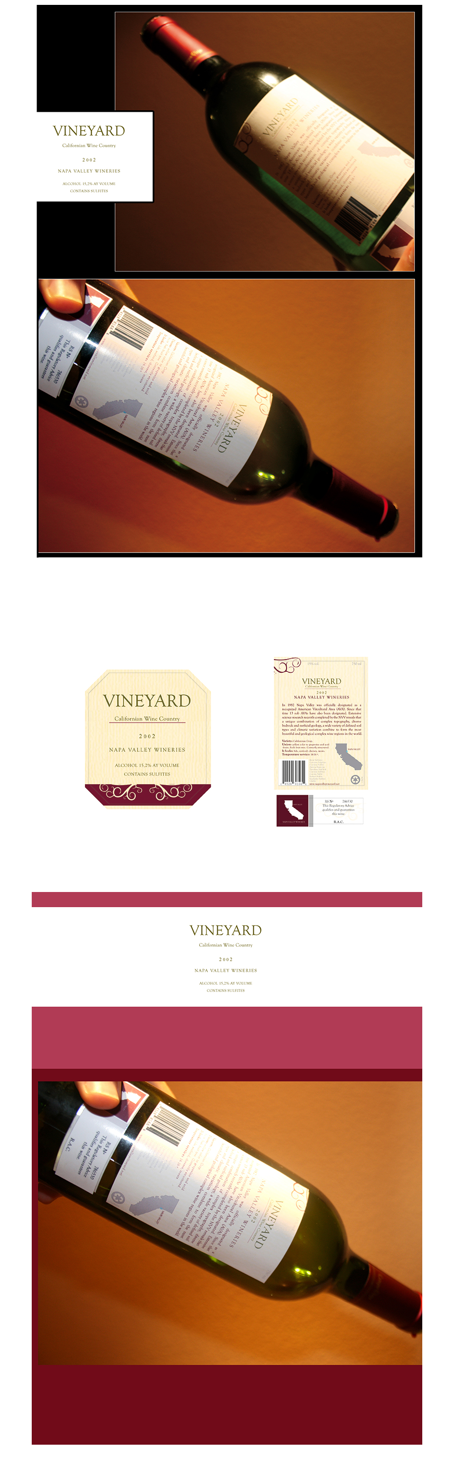 Vineyard California wines pieces