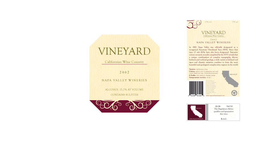 Wine bottle label vineyard image